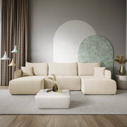 Canapé U 5 places convertible coffre Claudio Beige