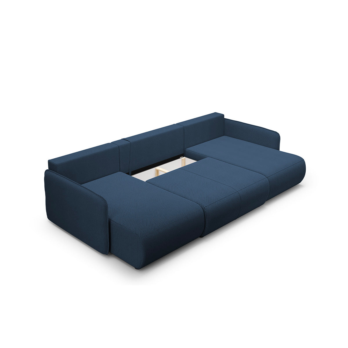 Canapé U 5 places convertible coffre Claudio Bleu foncé - vue 4