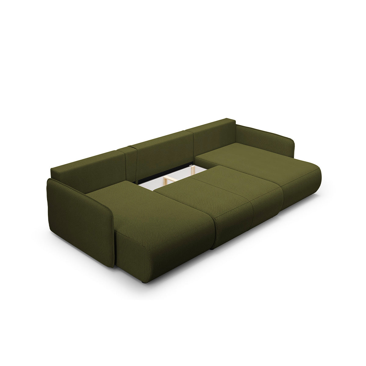 Canapé U 5 places convertible coffre Claudio Vert - vue 4