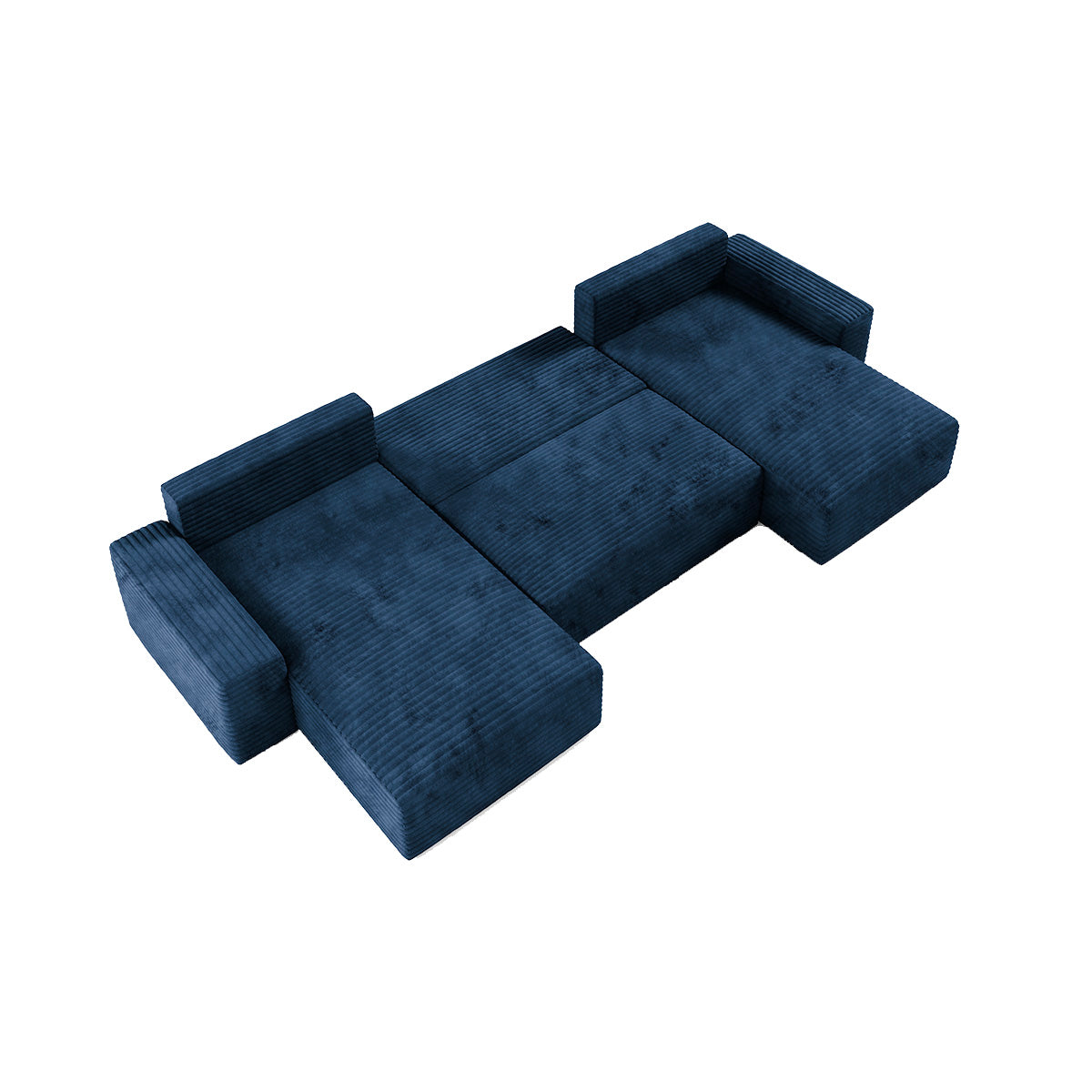 Canapé U 5 places convertible coffre Fabio Bleu foncé - vue 4