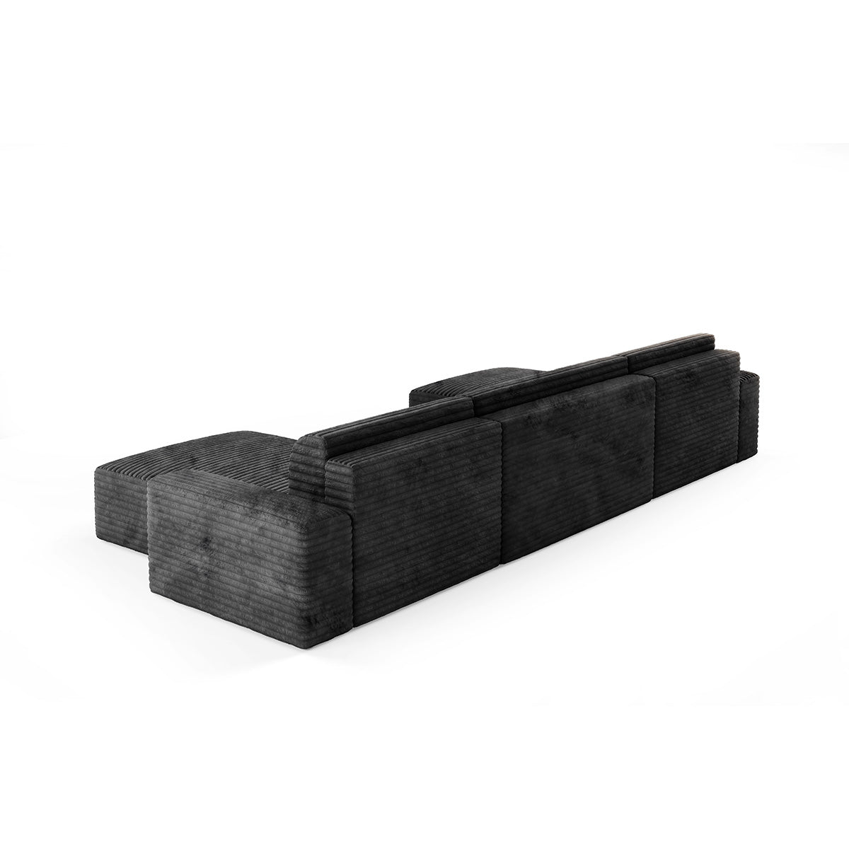 Canapé U 5 places convertible coffre Fabio Noir - vue 5