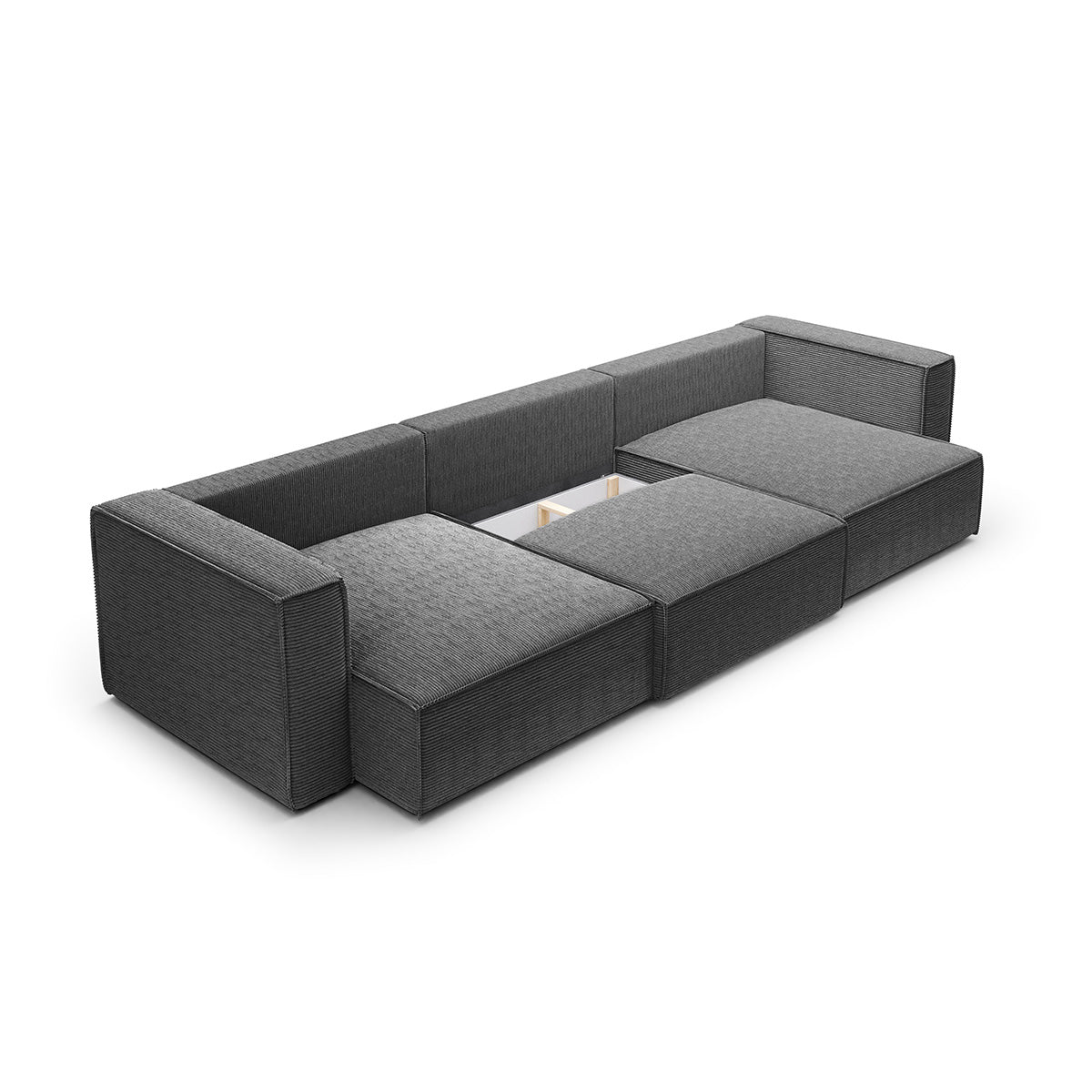 Canapé U 5 places convertible coffre Jimmy Gris - vue 3