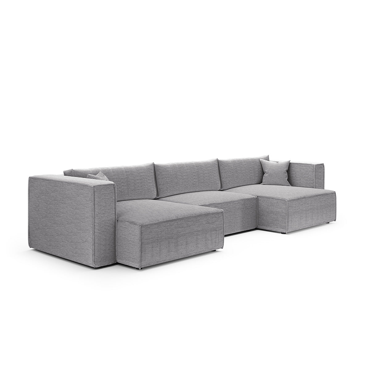 Canapé U 5 places convertible coffre Jimmy Gris clair - vue 2