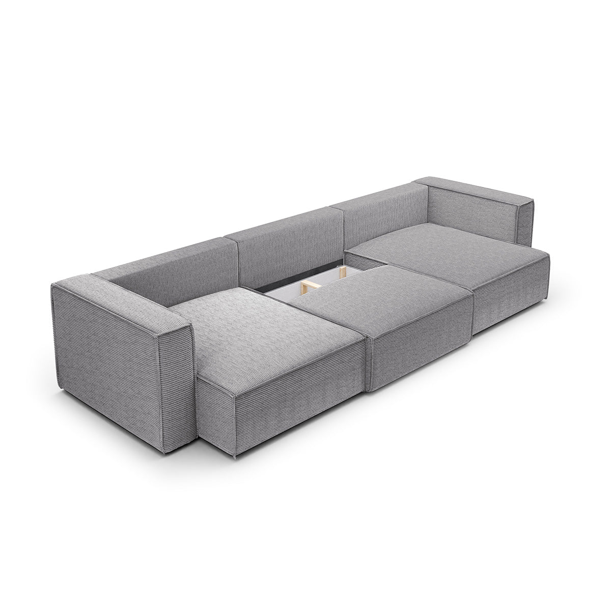 Canapé U 5 places convertible coffre Jimmy Gris clair - vue 3