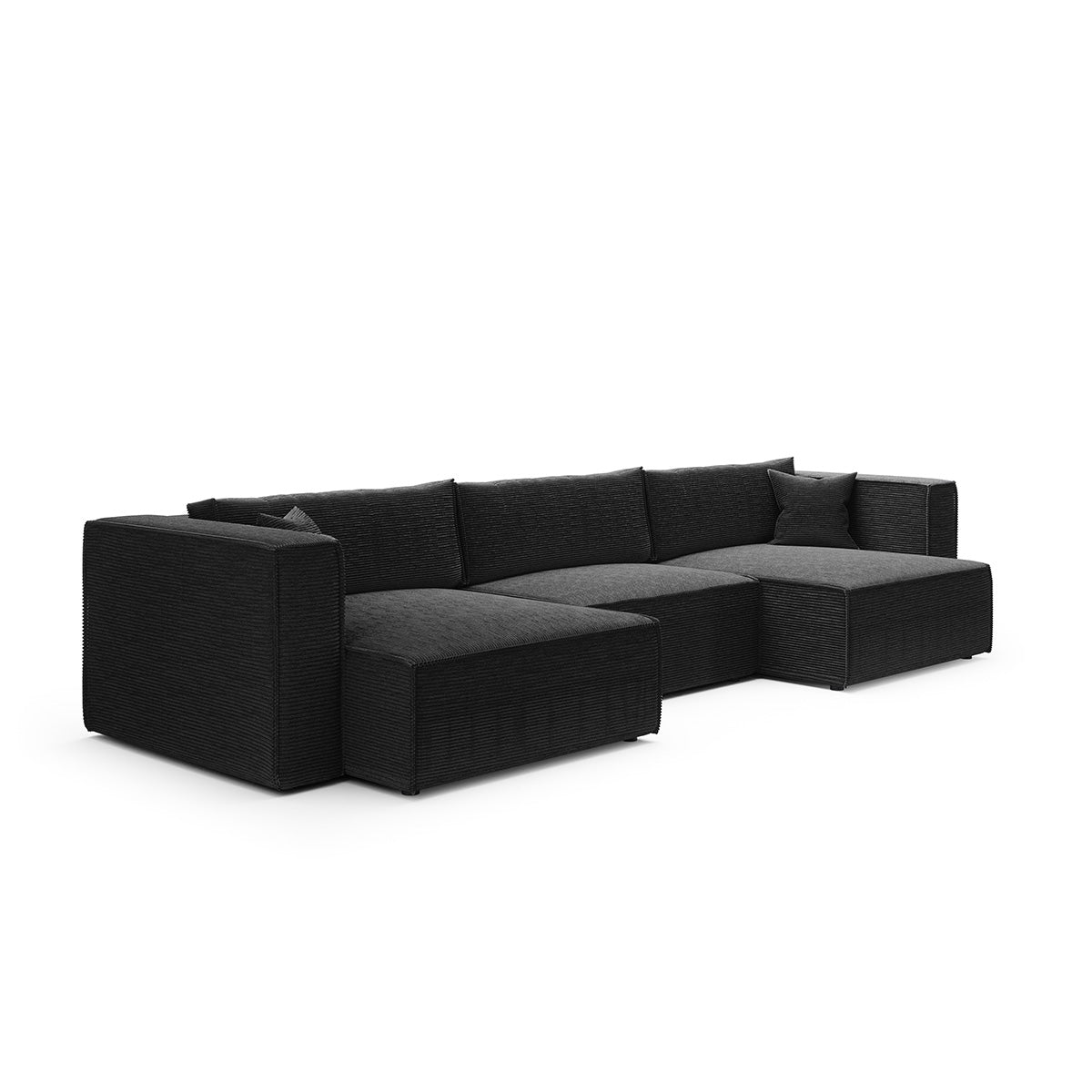 Canapé U 5 places convertible coffre Jimmy Noir - vue 2