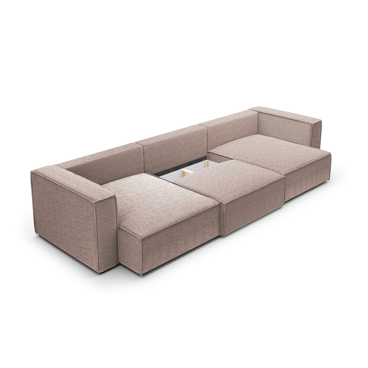 Canapé U 5 places convertible coffre Jimmy Taupe - vue 3