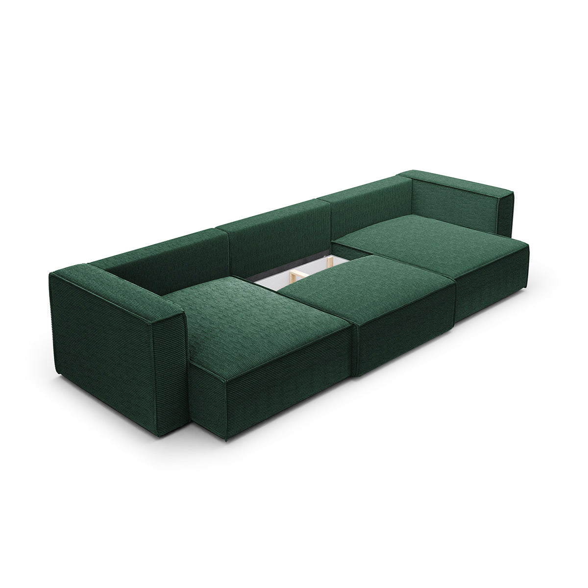 Canapé U 5 places convertible coffre Jimmy Vert sapin - vue 3