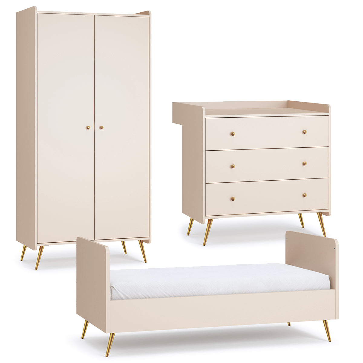 Chambre complète lit évolutif 70x140 commode à langer et armoire 2 portes Vox Lunea Cachemire - vue 2