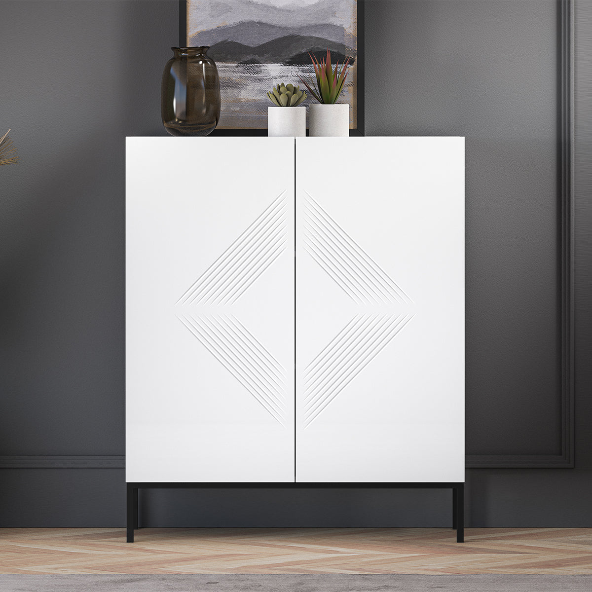 Buffet haut 2 portes Aura Blanc - vue 4