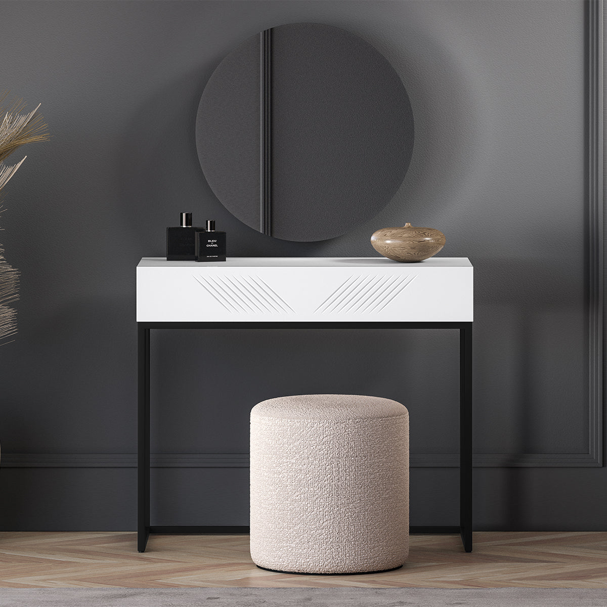 Console Coiffeuse 1 tiroir Aura Blanc - vue 4