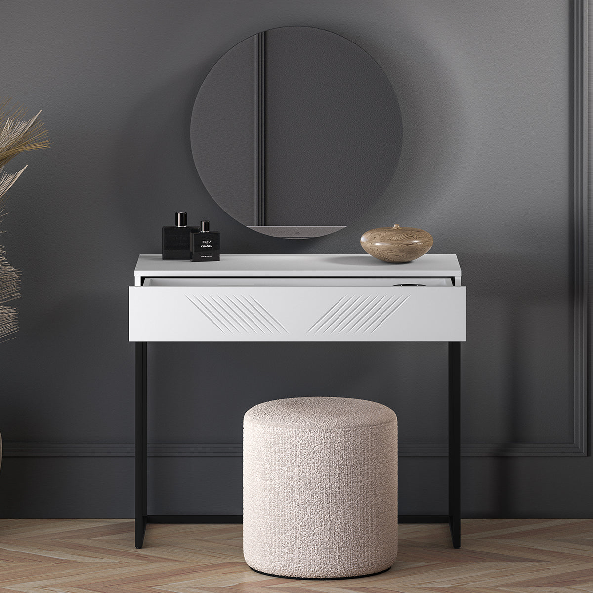 Console Coiffeuse 1 tiroir Aura Blanc - vue 5