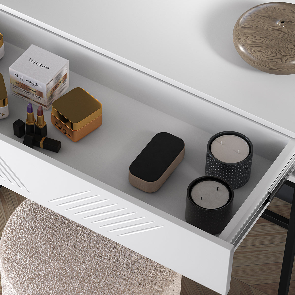 Console Coiffeuse 1 tiroir Aura Blanc - vue 7