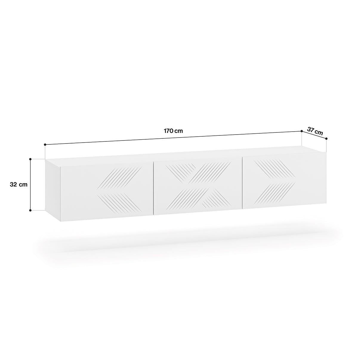 Meuble TV mural 3 portes 170 cm Aura Blanc - vue 8