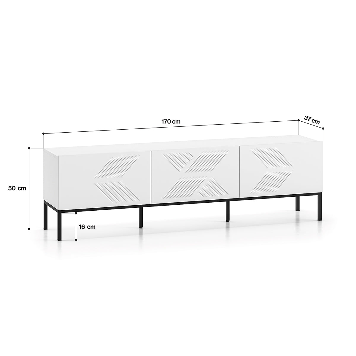 Meuble TV 3 portes 170 cm Aura Blanc - vue 7