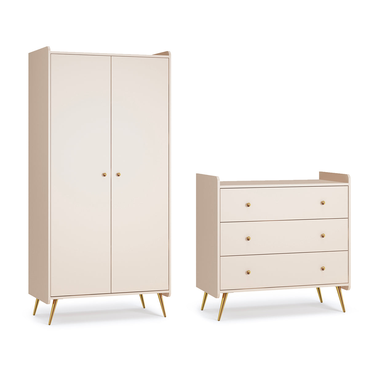 Commode 3 tiroirs et armoire 2 portes Vox Lunea Cachemire