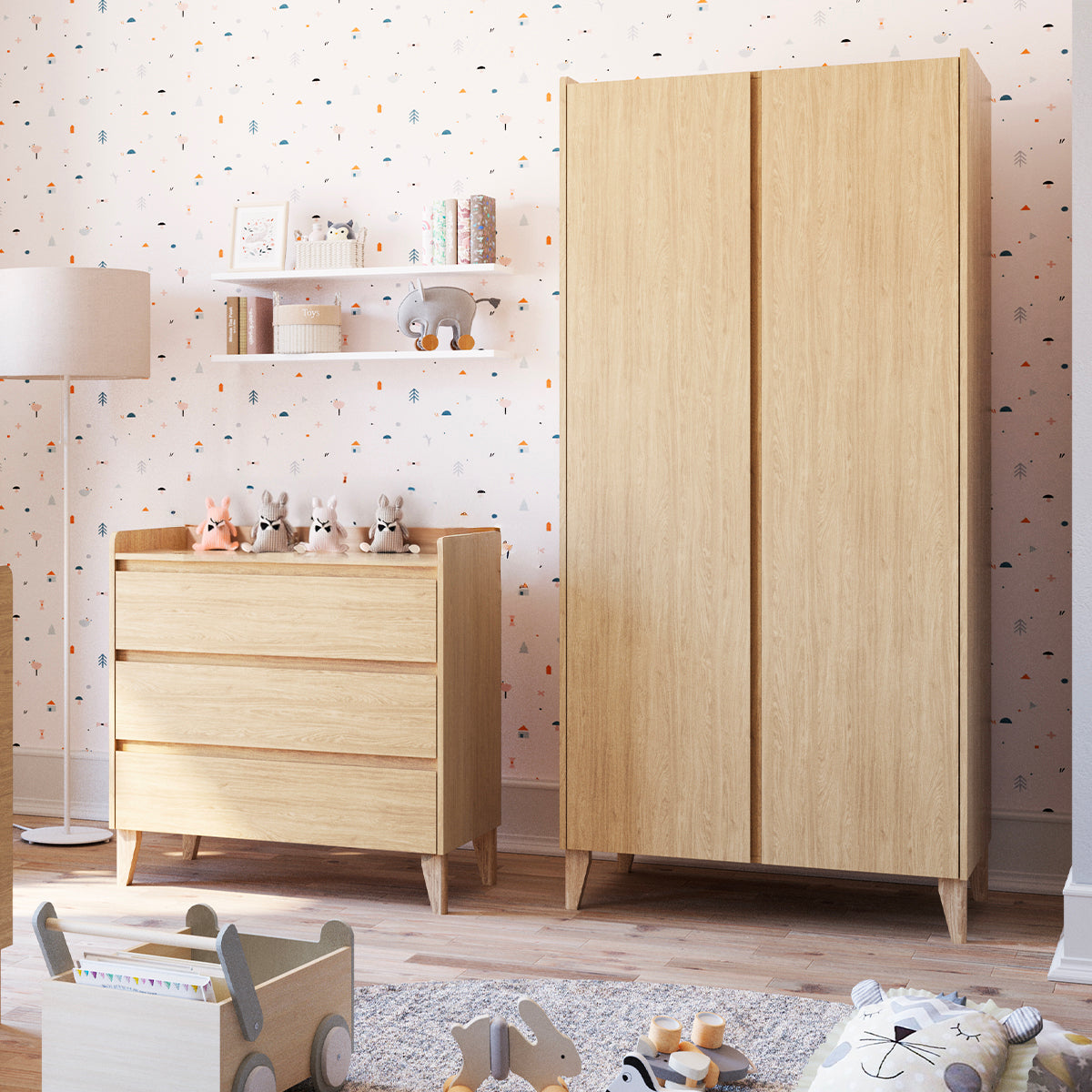 Commode 3 tiroirs et armoire 2 portes Vox Muve Bois - vue 6