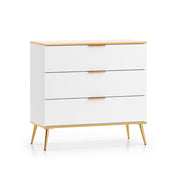 Commode 3 tiroirs Zora Blanc et Doré