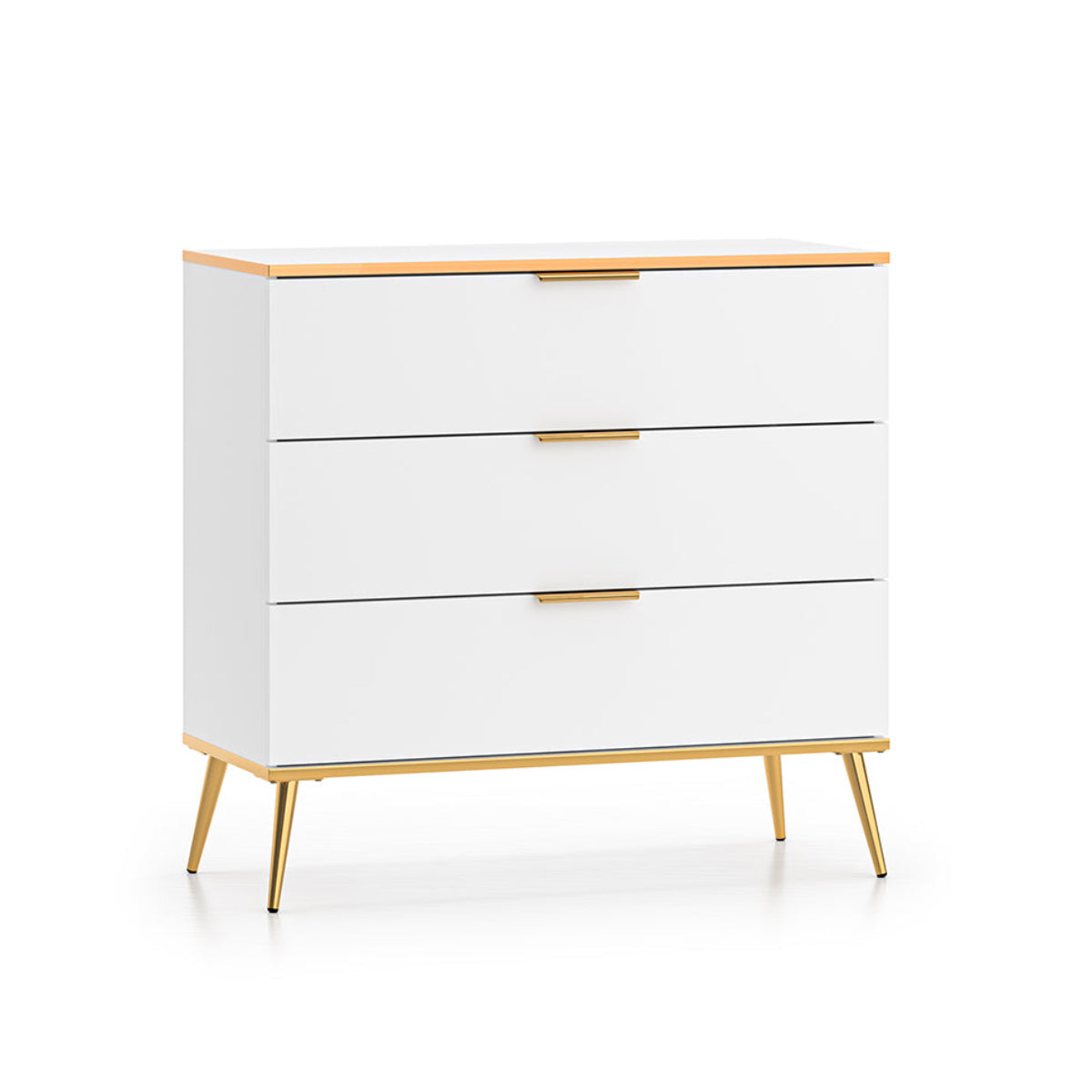 Commode 3 tiroirs Zora Blanc et Doré