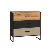 Commode 3 tiroirs Zoran Noir et Bois