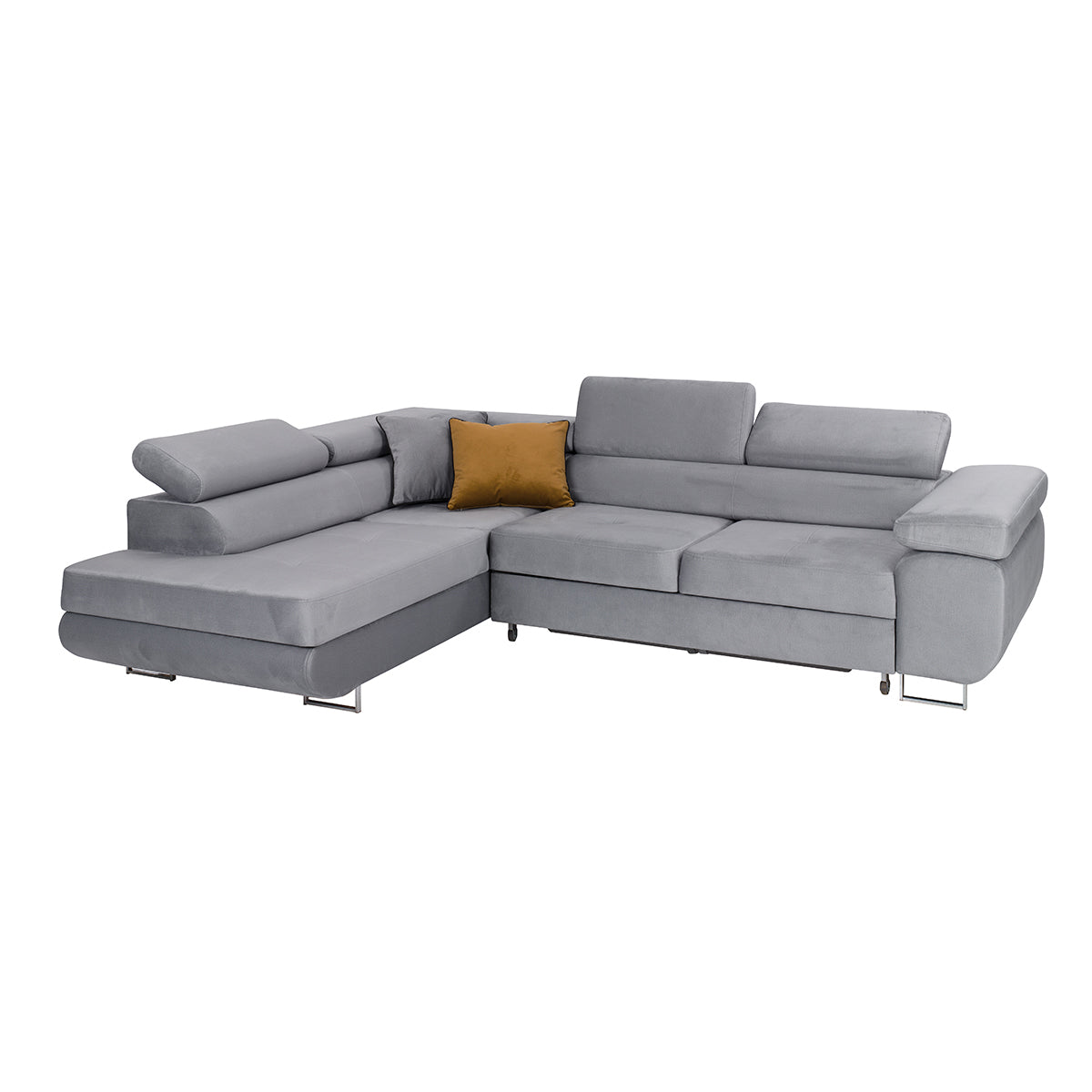 Canapé d'angle convertible gauche 4 places Wilson velours Gris - vue 3
