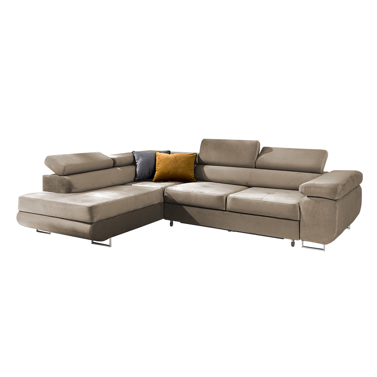 Canapé d'angle convertible gauche 4 places Wilson velours Beige