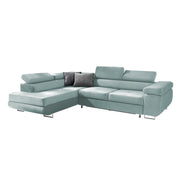 Canapé d'angle convertible gauche 4 places Wilson velours Vert clair