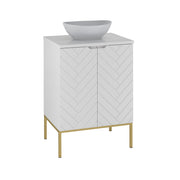 Meuble simple vasque 60cm 2 portes sur pieds Daria Blanc