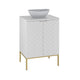 Meuble simple vasque 60cm 2 portes sur pieds Daria Blanc