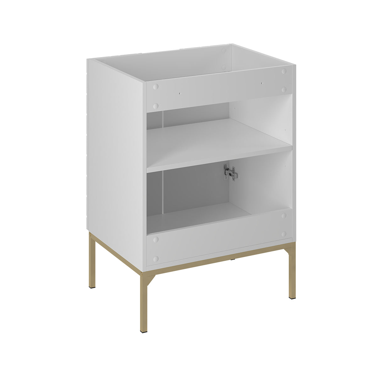 Ensemble meuble simple vasque 60cm 2 portes sur pieds et colonne Daria Blanc - vue 3