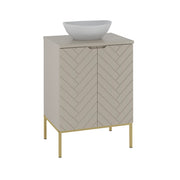 Meuble simple vasque 60cm 2 portes sur pieds Daria Cachemire
