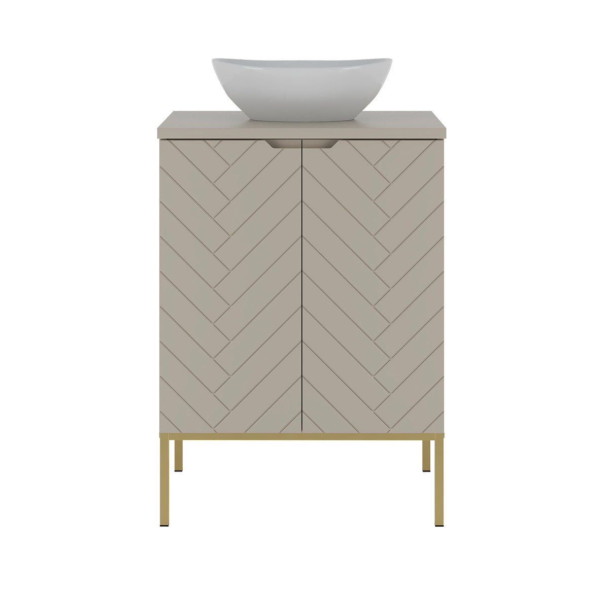 Meuble simple vasque 60cm 2 portes sur pieds Daria Cachemire - vue 3