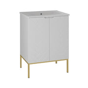 Meuble sous-vasque 60cm plan de toilette 2 portes sur pieds Daria Blanc
