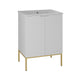 Meuble sous-vasque 60cm plan de toilette 2 portes sur pieds Daria Blanc