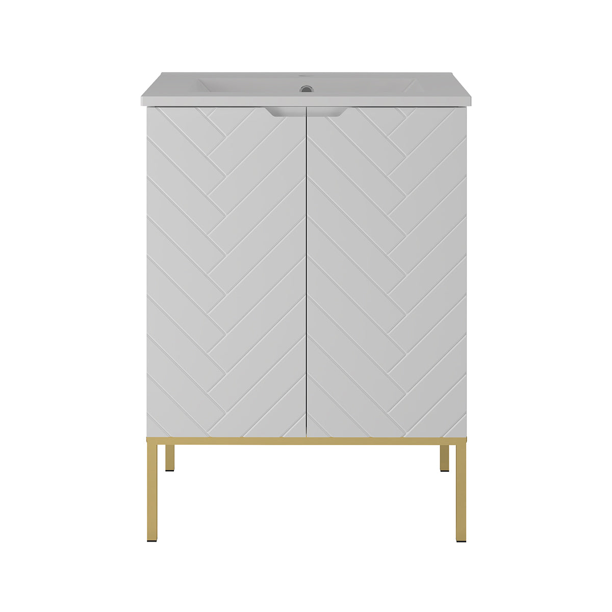 Meuble sous-vasque 60cm plan de toilette 2 portes sur pieds Daria Blanc - vue 2