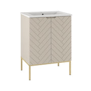 Meuble simple vasque encastrée 60cm 2 portes sur pieds Daria Cachemire