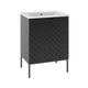 Meuble simple vasque encastrée 60cm 2 portes sur pieds Daria Noir