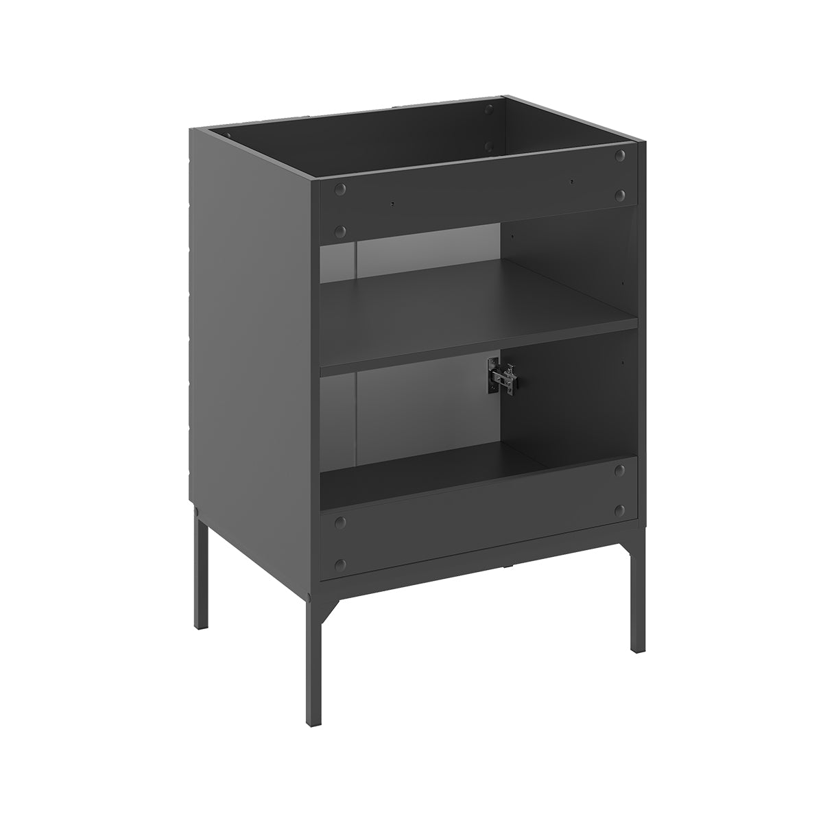 Ensemble meuble simple vasque encastrée 60cm 2 portes sur pieds et colonne Daria Noir - vue 4