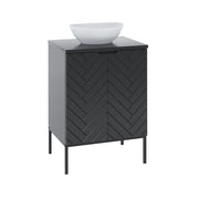 Meuble simple vasque 60cm 2 portes sur pieds Daria Noir