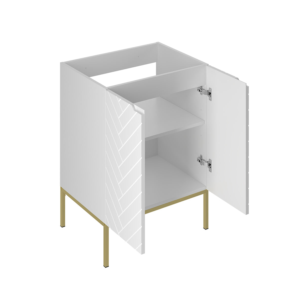 Meuble sous-vasque 60cm 2 portes sur pieds Daria Blanc - vue 2