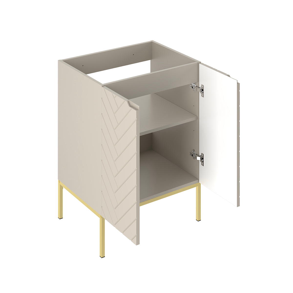 Meuble sous-vasque 60cm 2 portes sur pieds Daria Cachemire - vue 2