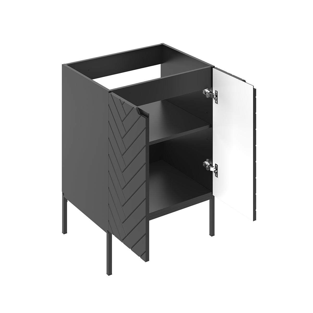 Meuble sous-vasque 60cm 2 portes sur pieds Daria Noir - vue 2