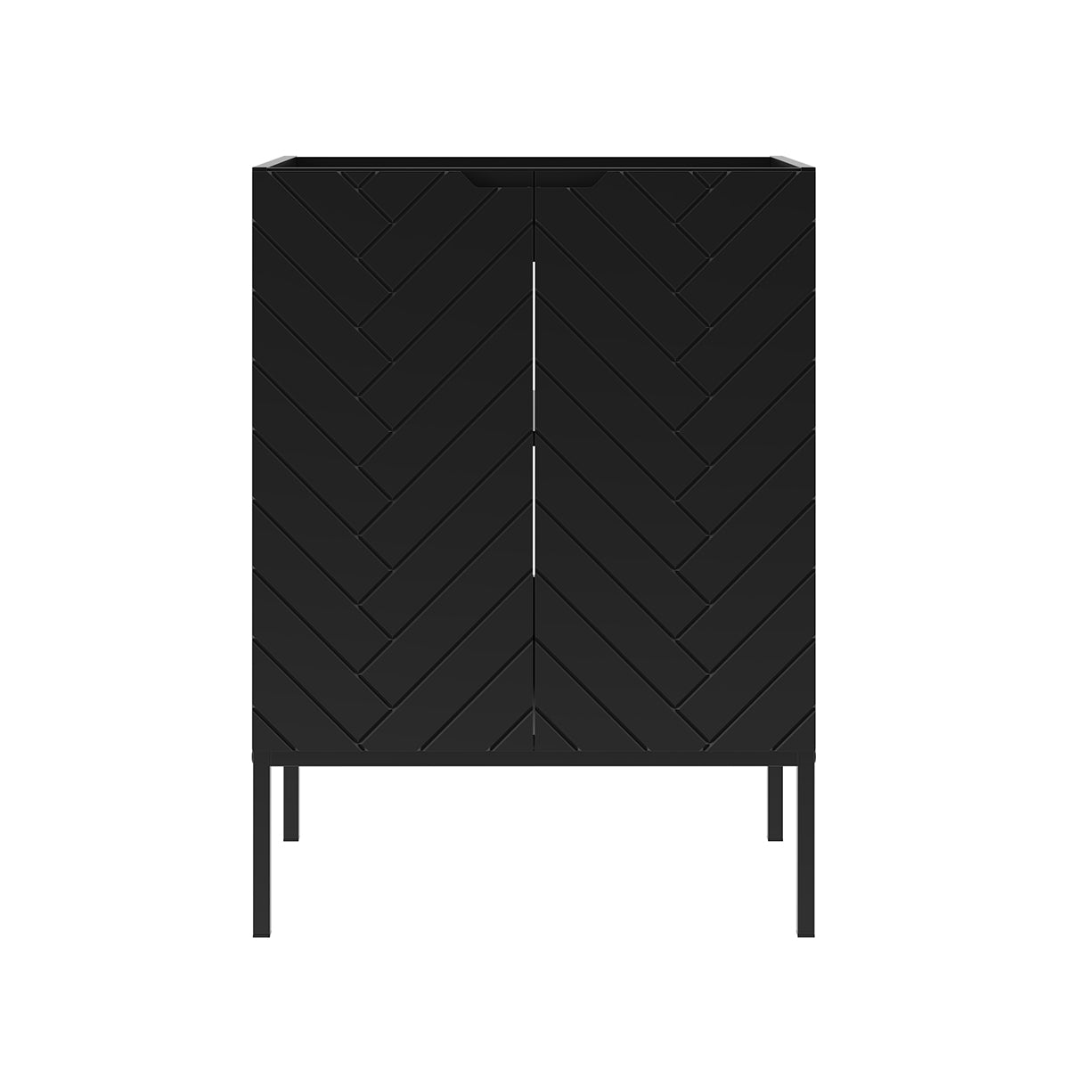 Meuble sous-vasque 60cm 2 portes sur pieds Daria Noir - vue 3