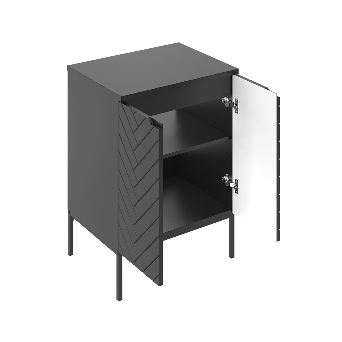 Meuble sous-vasque 60cm plan de toilette 2 portes sur pieds Daria Noir - vue 2