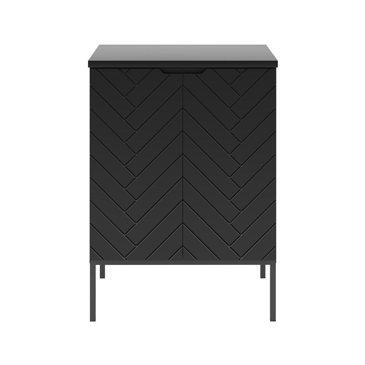 Meuble sous-vasque 60cm plan de toilette 2 portes sur pieds Daria Noir - vue 3