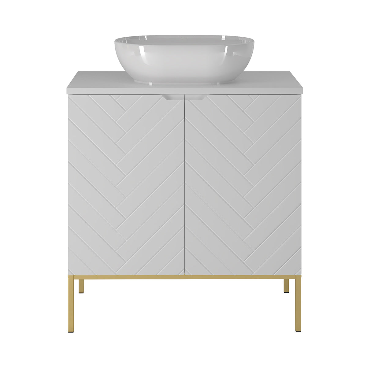 Meuble simple vasque 80cm 2 portes sur pieds Daria Blanc - vue 2