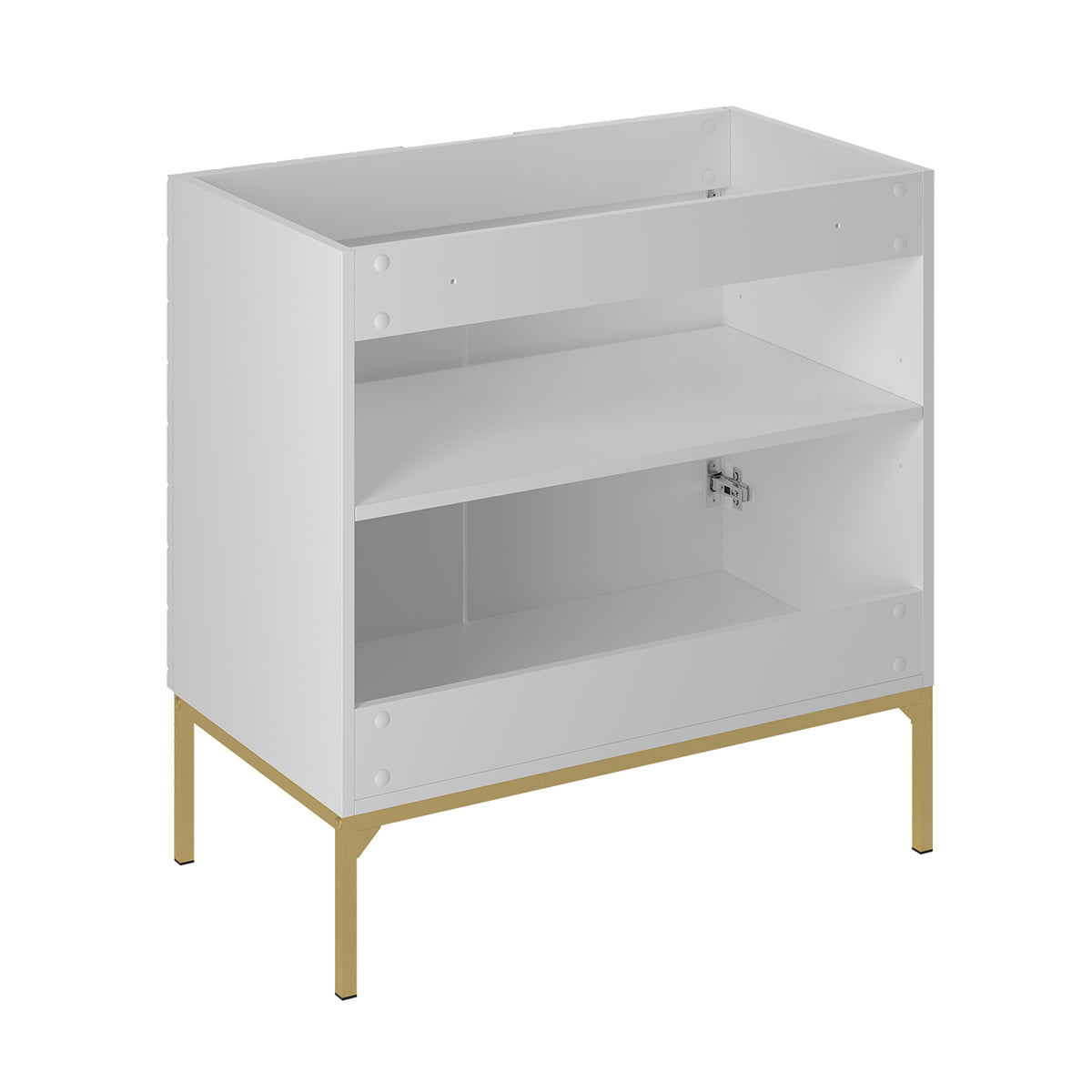 Ensemble meuble simple vasque 80cm 2 portes sur pieds et colonne Daria Blanc - vue 4