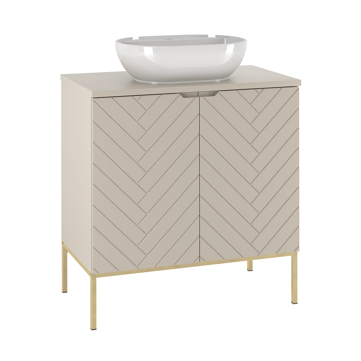 Meuble simple vasque 80cm 2 portes sur pieds Daria Cachemire