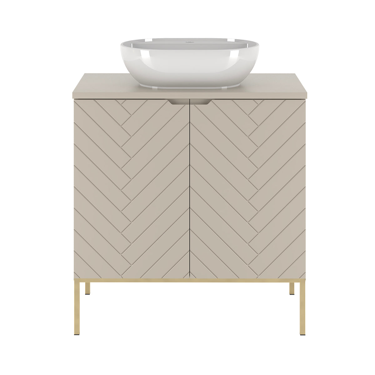 Meuble simple vasque 80cm 2 portes sur pieds Daria Cachemire - vue 2