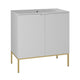 Meuble simple vasque encastrée 80cm 2 portes sur pieds Daria Blanc