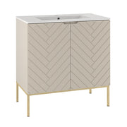 Meuble simple vasque encastrée 80cm 2 portes sur pieds Daria Cachemire